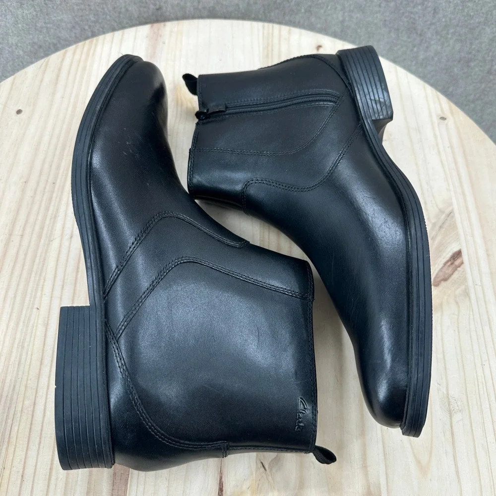 NEW Clarks Whiddon Zip Boots Mens 13 Black Leather Ankle Boot 261550397120
